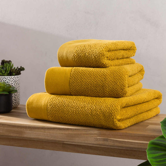 Textured Hand Towel - Ochre