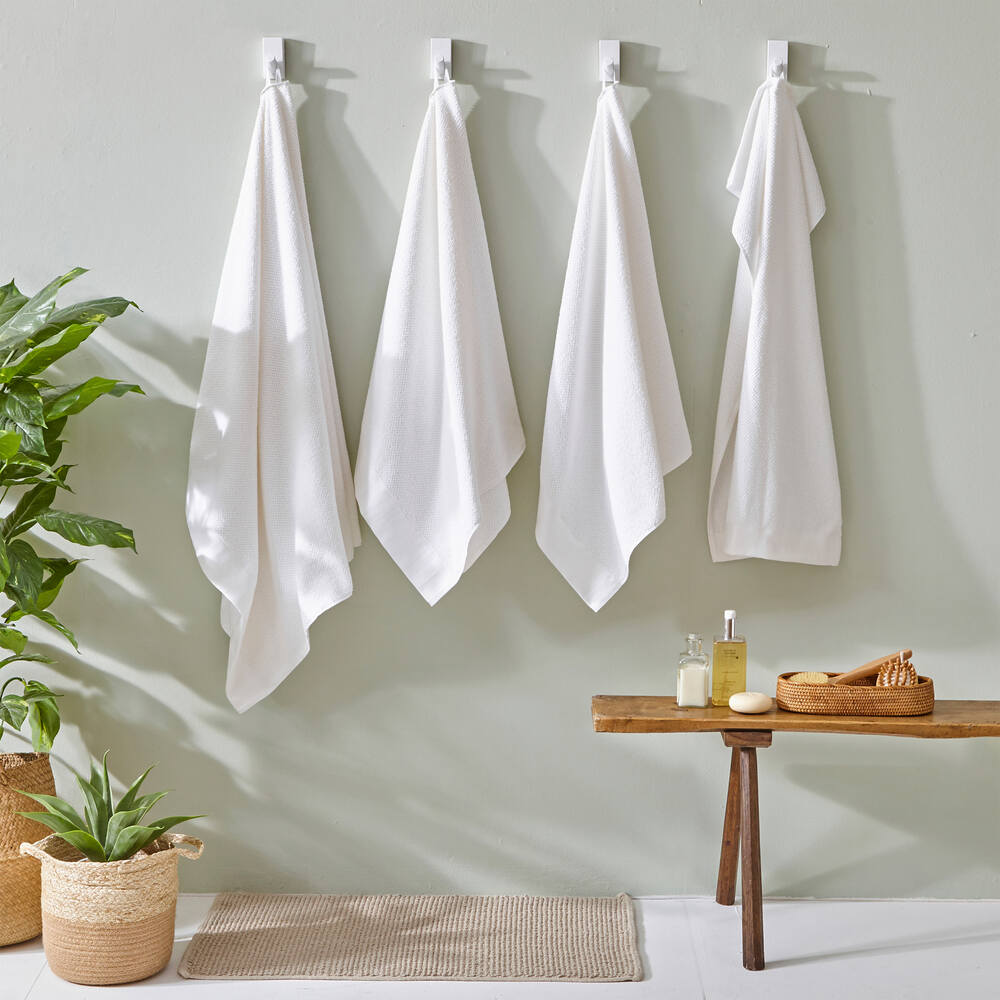 Textured Hand Towel - White