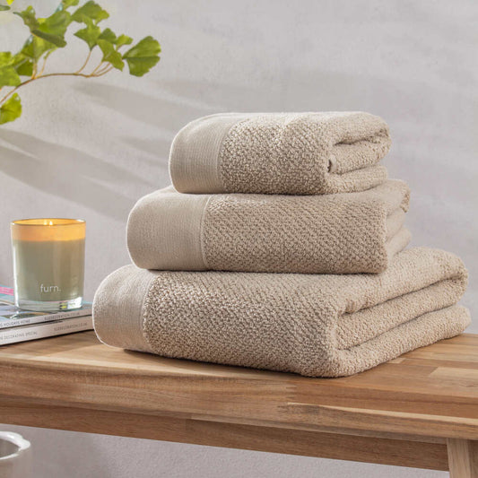 Textured Hand Towel Warm Natural Image 1