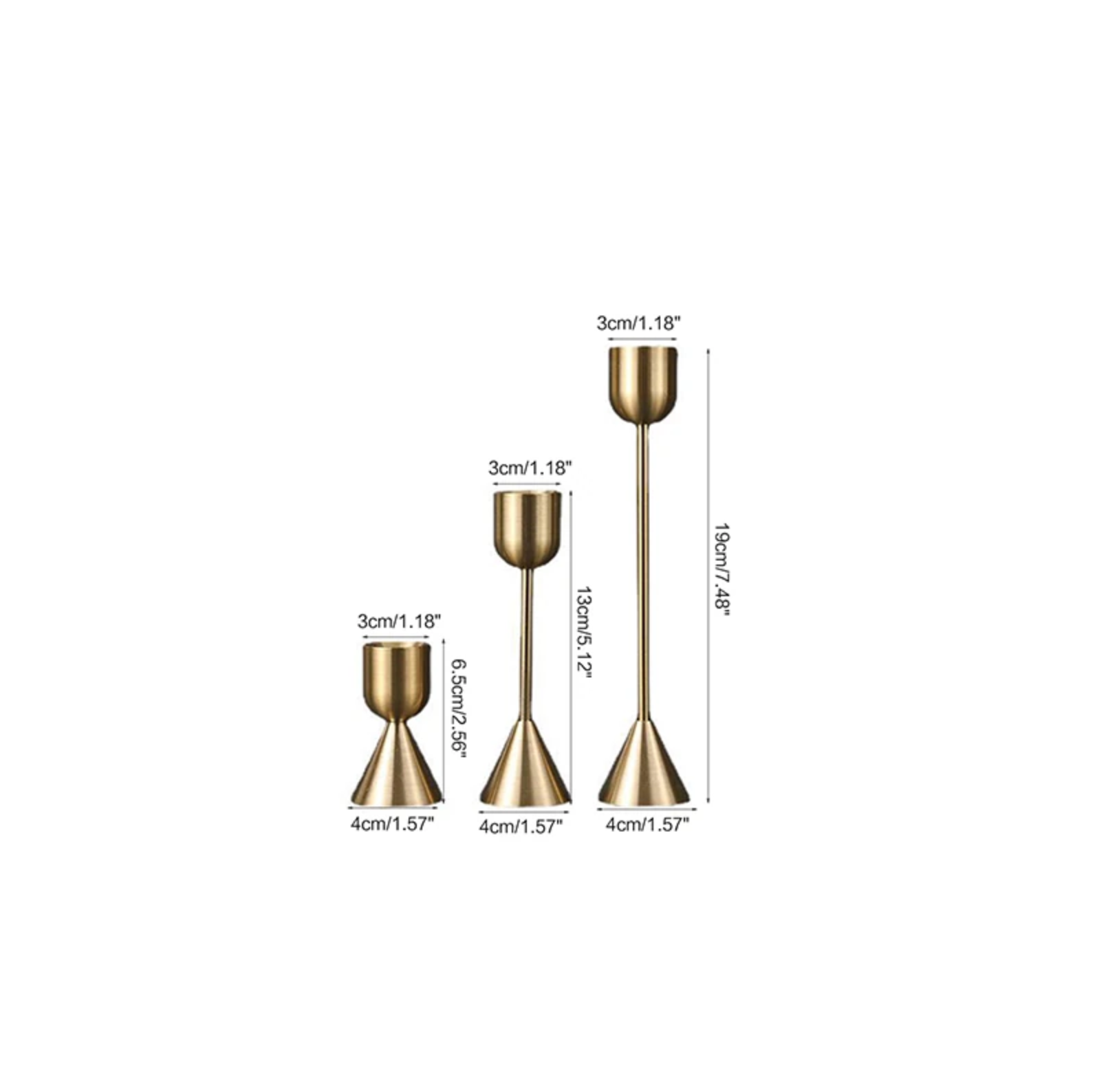 3 PC/set Metal Gold Plated Candle Holders