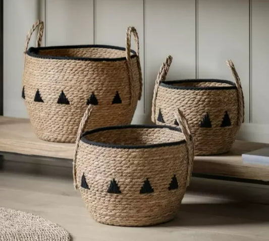 Alid Baskets Natural & Black Set of 3