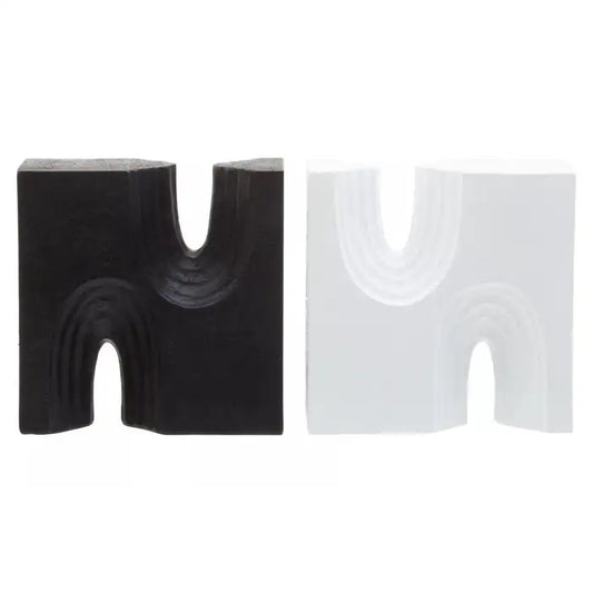 Set of 2 Black & White Book End Sculptures