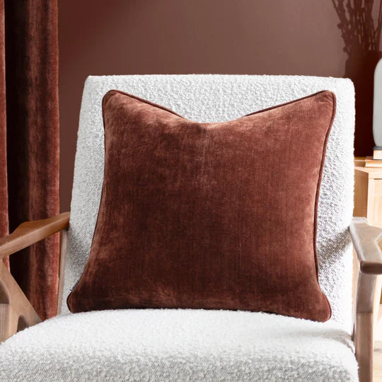 Heavy Chenille Piped Cushion Nutmeg