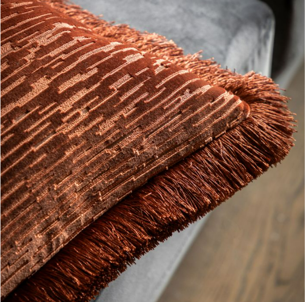 Cut Velvet Fringe Cushion