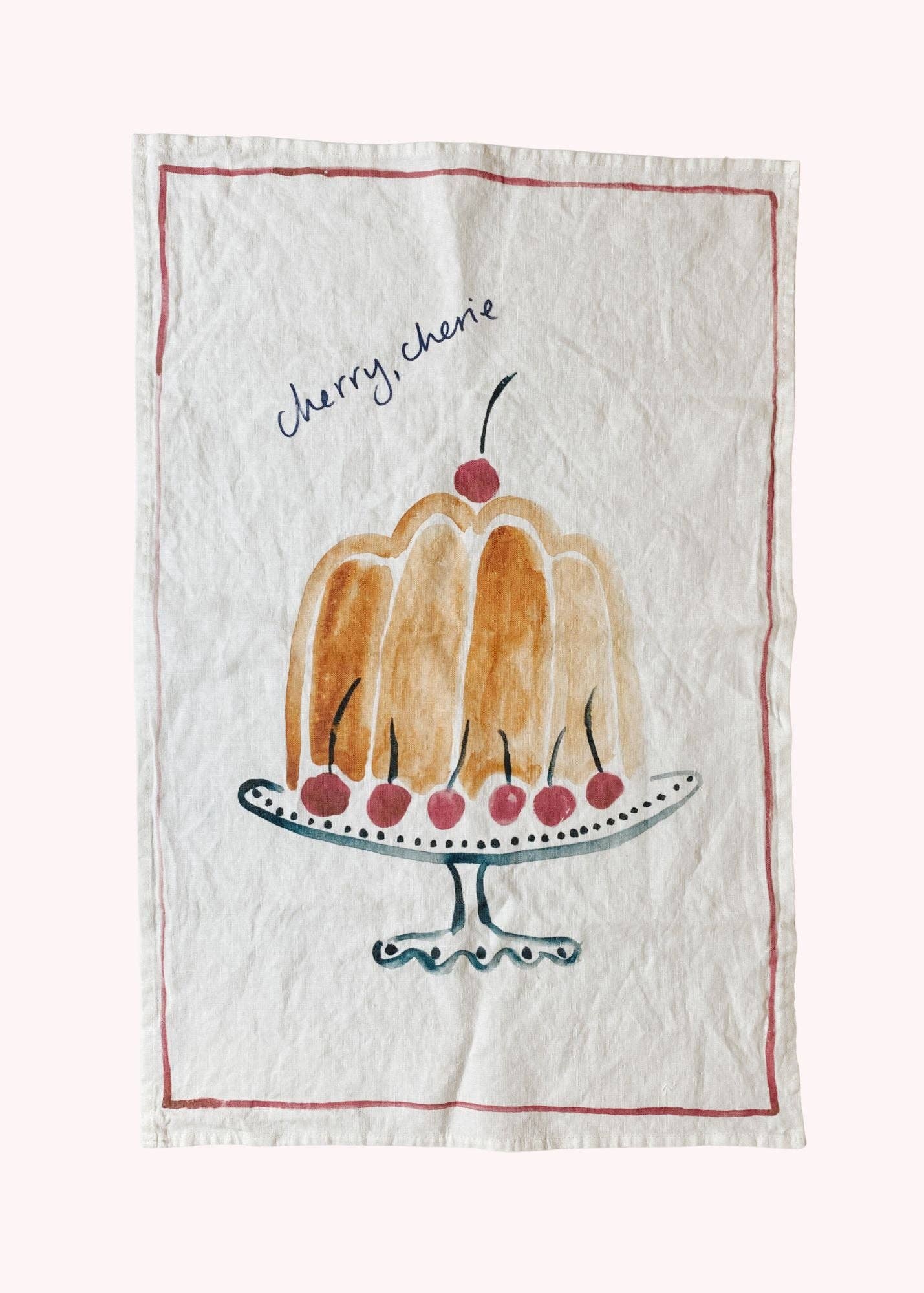 Cherry Cherie Linen Teatowel