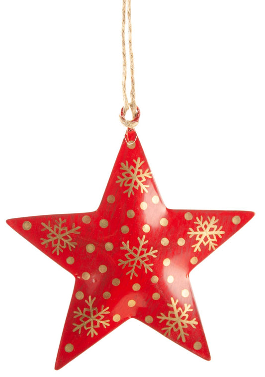 Red Star With Gold Snowflake Decoration