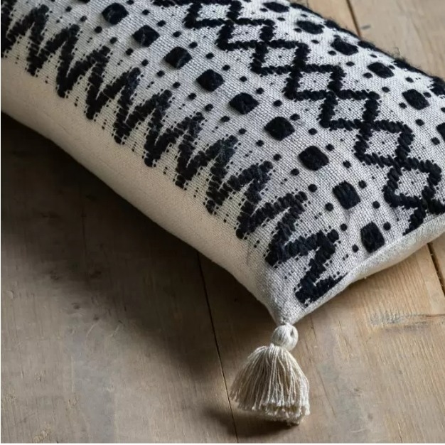 Black & Cream Tufted Cushion