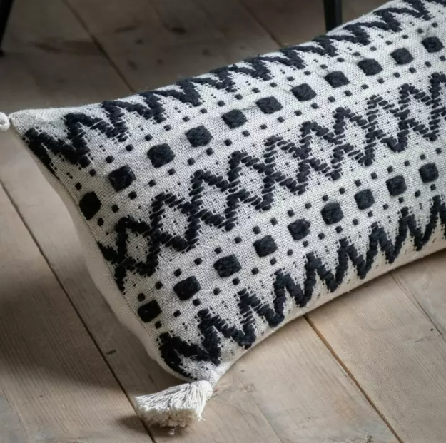 Black & Cream Tufted Cushion